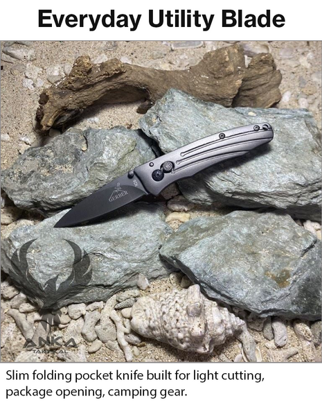 Folding Pocket Knife Compact Manual Open Utility Knife Black Handle 16 cm Lightweight EDC