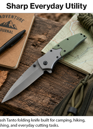 Flash Tanto Folding Pocket Knife with Aluminium and ABS Handle, Stainless Steel Blade
