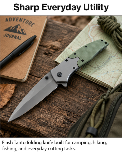 Flash Tanto Folding Pocket Knife with Aluminium and ABS Handle, Stainless Steel Blade