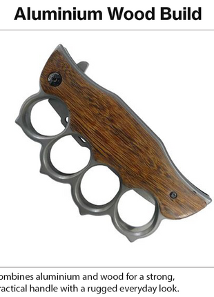 Folding Pocket Knife with Aluminium and Wood Handle, Pocket Clip, 20 cm Open Length