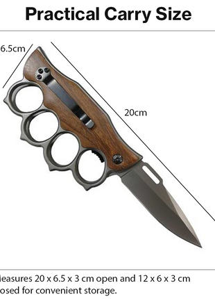 Folding Pocket Knife with Aluminium and Wood Handle, Pocket Clip, 20 cm Open Length
