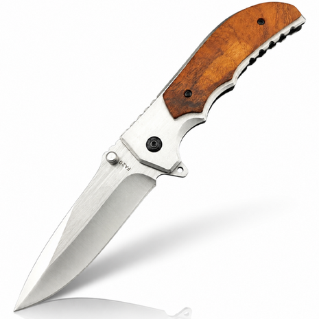 Folding Pocket Knife with Stainless Steel Blade, Aluminum & Wood Handle, Liner Lock EDC Utility Knife