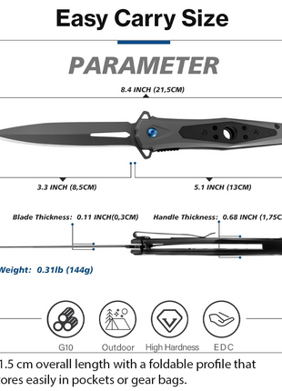 Spring Assisted Folding Pocket Knife with G10 Handle