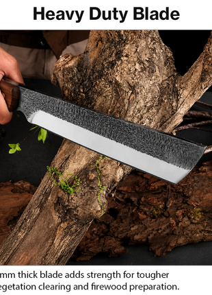 High Carbon Steel Full Tang Machete with Wooden Handle & Sheath