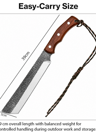 High Carbon Steel Full Tang Machete with Wooden Handle & Sheath