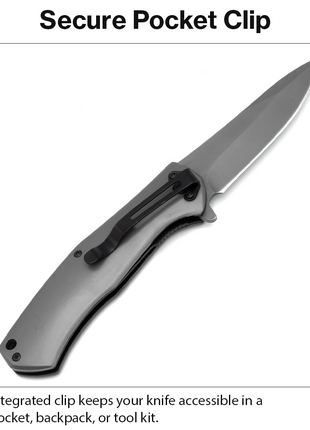Folding Pocket Knife Aluminum Handle Manual Flip Blade EDC Utility Knife Gray