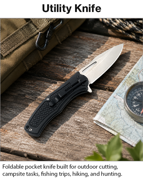 Foldable Pocket Knife with Aluminum and Wood Handle Design 20 cm Stainless Steel Blade Belt Carry Folding Knife