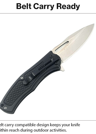 Foldable Pocket Knife with Aluminum and Wood Handle Design 20 cm Stainless Steel Blade Belt Carry Folding Knife