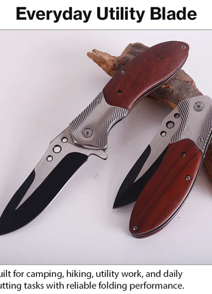 Folding Pocket Knife Stainless Steel Blade Ergonomic Textured Handle with Secure Lock and Carry Sheath