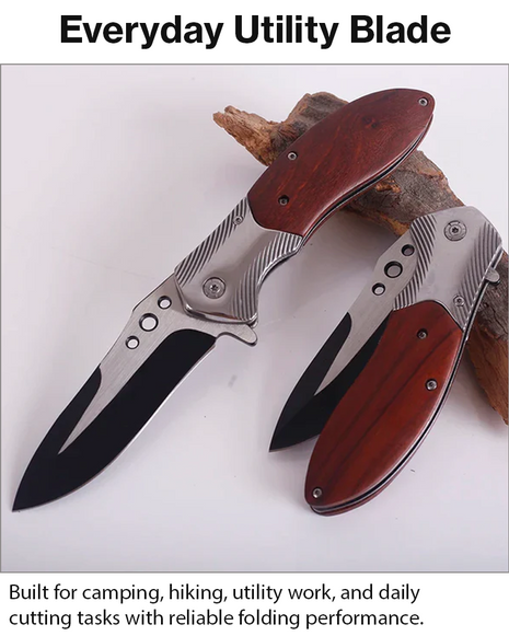 Folding Pocket Knife Stainless Steel Blade Ergonomic Textured Handle with Secure Lock and Carry Sheath