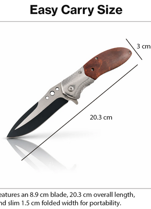 Folding Pocket Knife Stainless Steel Blade Ergonomic Textured Handle with Secure Lock and Carry Sheath