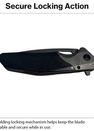 EDC Folding Pocket Knife Stainless Steel Blade Textured Handle 22.9 cm Overall Length