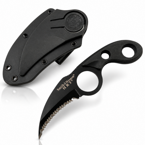 Fixed Blade Knife with Sheath Black ABS Handle Serrated Edge Utility Outdoor Tool