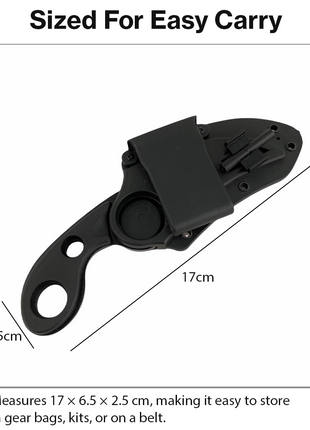 Fixed Blade Karambit Knife with Sheath Black ABS Handle Serrated Edge Utility Outdoor Tool