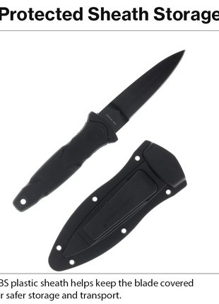 Neck Chain Fixed Blade Knife with ABS Sheath, Aluminum Handle, Black Finish, 21 cm EDC Utility Knife