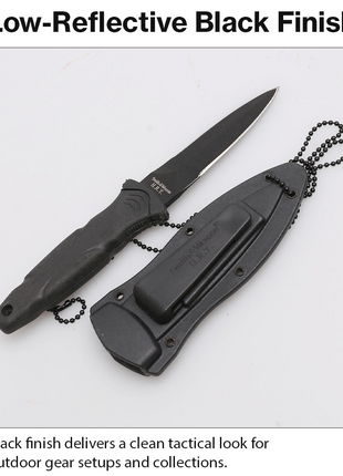 Neck Chain Fixed Blade Knife with ABS Sheath, Aluminum Handle, Black Finish, 21 cm EDC Utility Knife