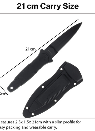 Neck Chain Fixed Blade Knife with ABS Sheath, Aluminum Handle, Black Finish, 21 cm EDC Utility Knife