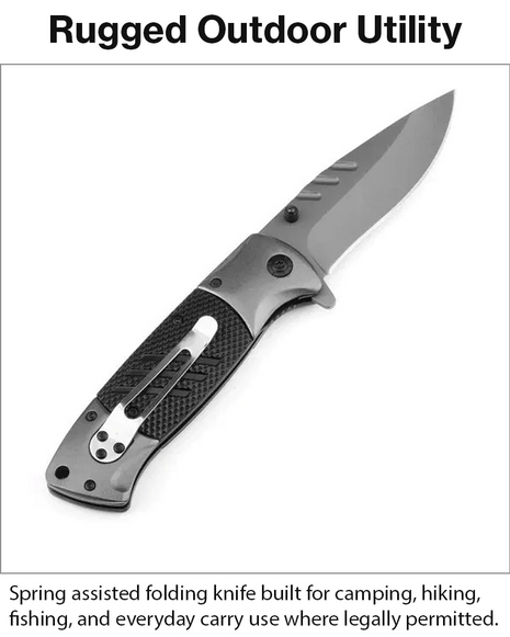Spring Assisted Folding Pocket Knife with 440 Stainless Steel