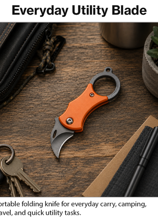 Portable Folding Keychain Survival Knife Stainless Steel Mini Utility Tool with Carabiner Emergency EDC