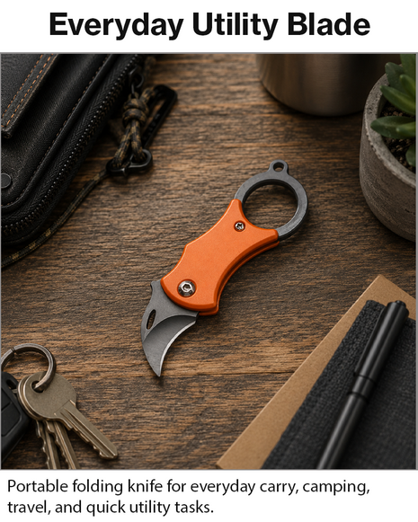 Portable Folding Keychain Survival Knife Stainless Steel Mini Utility Tool with Carabiner Emergency EDC