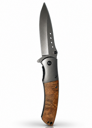 Stainless Steel Folding Knife, 9cm 5Cr15MoV Blade, Shadow Wood Handle