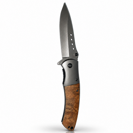 Stainless Steel Folding Knife, 9cm 5Cr15MoV Blade, Shadow Wood Handle