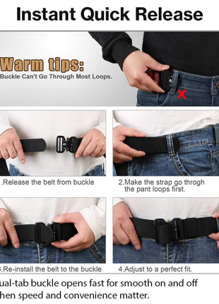 Tactical Waist Belt 130 cm x 3.8 cm Nylon Strap Auto‑Lock Quick‑Release Buckle