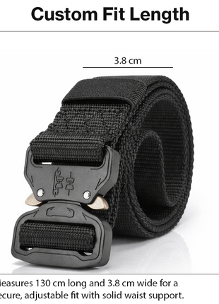 Tactical Waist Belt 130 cm x 3.8 cm Nylon Strap Auto‑Lock Quick‑Release Buckle