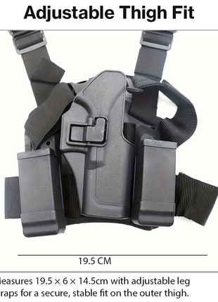 Airsoft Drop Leg Holster Tactical Set Quick Draw Thigh Platform with Magazine Pouch and Flashlight Holder Adjustable ABS Black