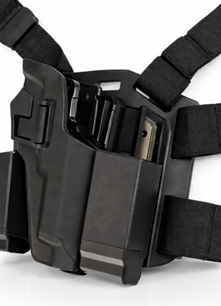 Tactical Drop Leg Airsoft Holster Set with Magazine Pouch, Adjustable Thigh Platform, ABS Quick-Draw Holster Black