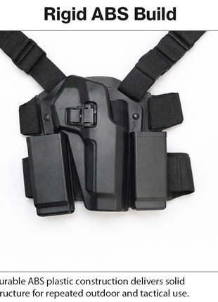 Tactical Drop Leg Airsoft Holster Set with Magazine Pouch, Adjustable Thigh Platform, ABS Quick-Draw Holster Black