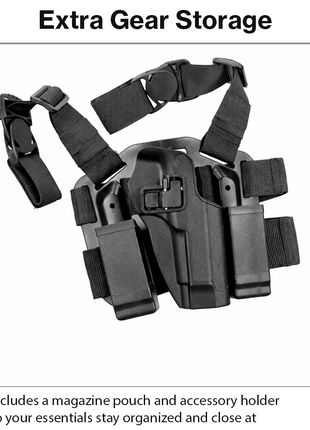 Tactical Drop Leg Airsoft Holster Set with Magazine Pouch, Adjustable Thigh Platform, ABS Quick-Draw Holster Black