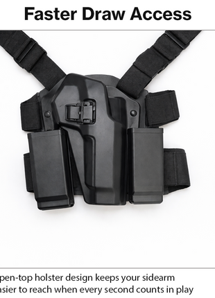 Tactical Drop Leg Airsoft Holster Set with Magazine Pouch, Adjustable Thigh Platform, ABS Quick-Draw Holster Black