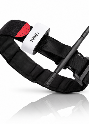 Tourniquet 95cm Emergency Nylon Strap – One-Handed Operation with Windlass Rod – Reusable First Aid Black/Red