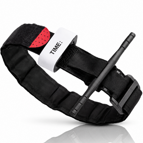 Tourniquet 95cm Emergency Nylon Strap – One-Handed Operation with Windlass Rod – Reusable First Aid Black/Red