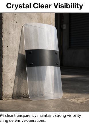 Rectangle Riot Shield Clear Polycarbonate Dielectric Handle 95% Transparency