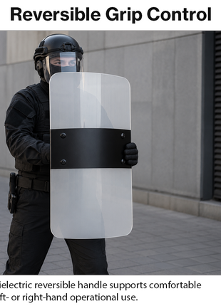 Rectangle Riot Shield Clear Polycarbonate Dielectric Handle 95% Transparency