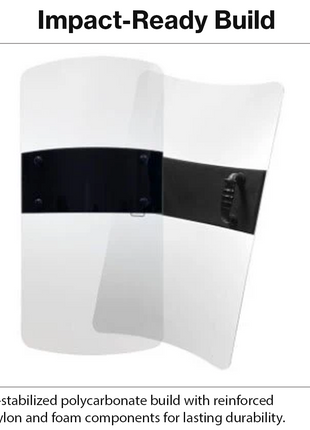 Rectangle Riot Shield Clear Polycarbonate Dielectric Handle 95% Transparency