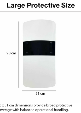 Rectangle Riot Shield Clear Polycarbonate Dielectric Handle 95% Transparency