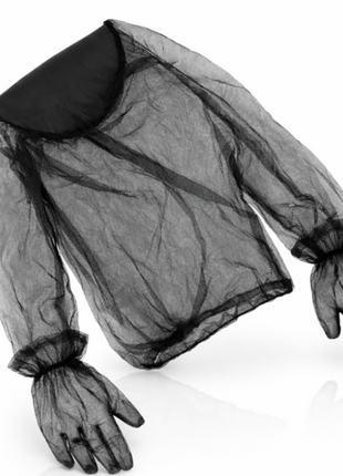 Anti-Bee & Mosquito Protective Mesh Jacket with Gloves, High Visibility Orange, Elastic Hood, Quick-Dry Polyester, S/M 70 × 92 cm Outdoor Protection Suit