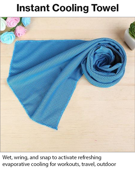 Instant Cooling Polyester Towel 30 x 87 cm Reusable Quick Dry Sports Gym Travel Towel Individually Packed