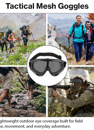Tactical Mesh Safety Goggles for Outdoor Field Use, ABS Plastic Frame, Sponge-Lined Eye Protection,