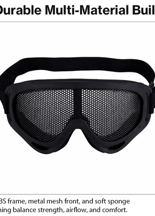 Tactical Mesh Safety Goggles for Outdoor Field Use, ABS Plastic Frame, Sponge-Lined Eye Protection,