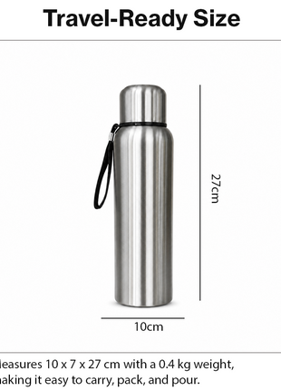 Stainless Steel Vacuum Flask with Filter – Double-Wall Insulated, Hot 24h / Cold 36h
