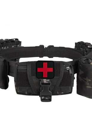 7-in-1 Tactical Battle Belt 1000D Nylon with Quick Release Buckle, Heavy Duty MOLLE Utility Belt for Police Military Outdoor