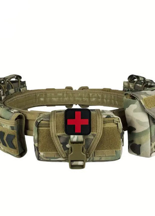 7-in-1 Tactical Battle Belt 1000D Nylon with Quick Release Buckle, Heavy Duty MOLLE Utility Belt for Police Military Outdoor