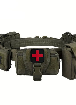 7-in-1 Tactical Battle Belt 1000D Nylon with Quick Release Buckle, Heavy Duty MOLLE Utility Belt for Police Military Outdoor
