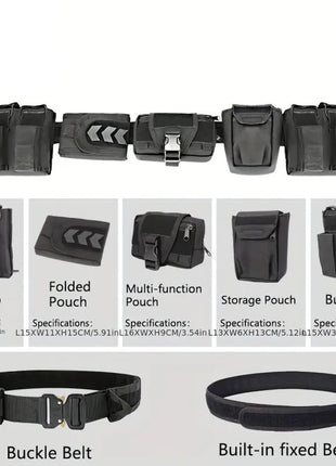 7-in-1 Tactical Battle Belt 1000D Nylon with Quick Release Buckle, Heavy Duty MOLLE Utility Belt for Police Military Outdoor