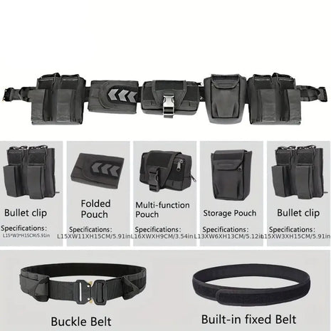 7-in-1 Tactical Battle Belt 1000D Nylon with Quick Release Buckle, Heavy Duty MOLLE Utility Belt for Police Military Outdoor
