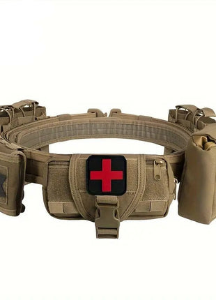 7-in-1 Tactical Battle Belt 1000D Nylon with Quick Release Buckle, Heavy Duty MOLLE Utility Belt for Police Military Outdoor